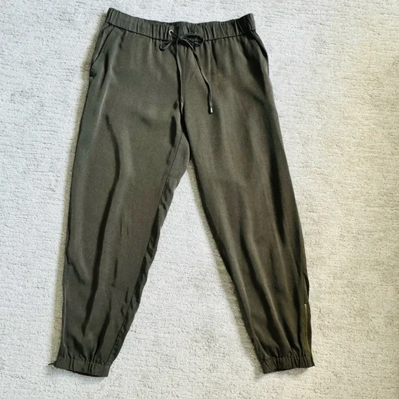 Eileen Fisher Army Green Ankle Zip Jogger Pants - Picture 5 of 11